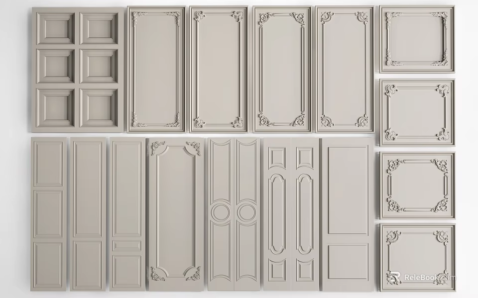 Stylish Background Wall Panels With Different Decorative Patterns And Ornamental Designs 3d model