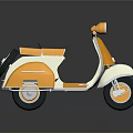 Vintage Orange And Cream Scooter With Classic Retro Styling And Reflective Finish
