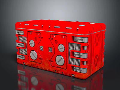 Red Vintage Industrial Machinery With Round Knobs Metal Panels And Vent Grilles 3d model