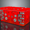 Red Vintage Industrial Machinery With Round Knobs Metal Panels And Vent Grilles