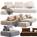 Stylish Sectional Sofa In Beige Brown Gray With Soft Pillows And Cozy Blankets