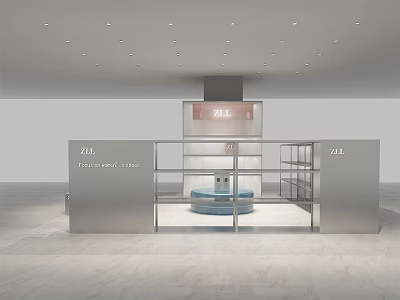 211 Luxury Brand Retail Store With Glass Display Cases And Central Counter 3d model