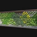 Natural Living Plant Wall With Wooden Frame And Stone Background Greenery Design