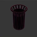 Modern Black Metal Trash Can With Vertical Stripes And Round Top Design