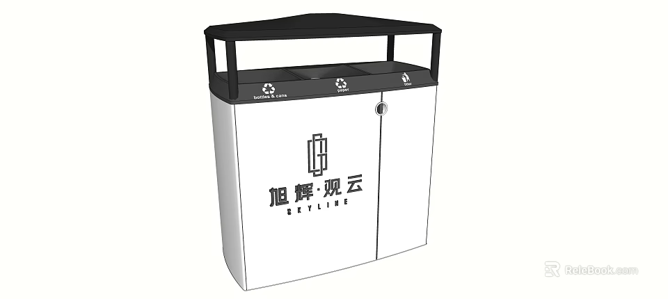 Public Facility Waste Sorting Recycling Bin Featuring SEYLIN Brand And Recycling Symbols 3d model 