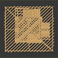 Wooden Architectural Model With Frame Structure Sloped Roof And Support Beams