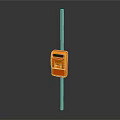 Orange Rectangular Device With Display Screen On Vertical Silver Metal Pole