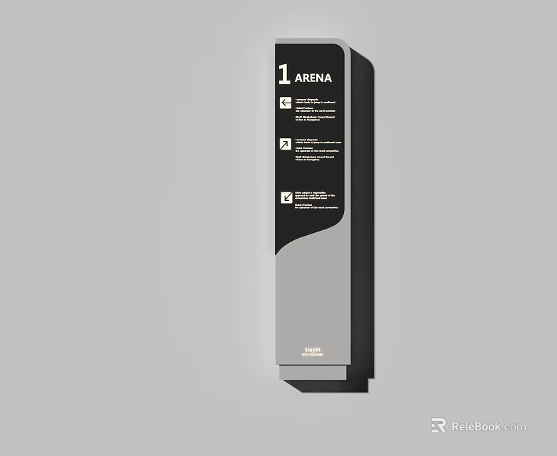 Commercial Directional Signage with ARENA Label Icons and Text Information 3d model 