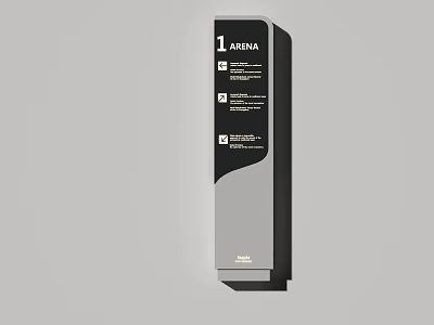 Commercial Directional Signage with ARENA Label Icons and Text Information 3d model