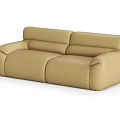 Beige Leather Two Seater Sofa With Modern Minimalist Rounded Armrests And Backrest 3d model