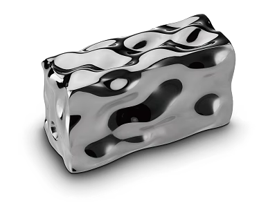 Modern Silver Block Shaped Table Lamp With Irregular Holes Wavy Texture and Unique Design 3d model