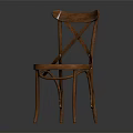 Classic Solid Wood Chair With Cross Back Design And Wooden Seat