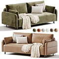 Modern Two Seater Sofa With Color Options Blanket And Decorative Pillows