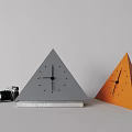 Triangular Gray And Orange Clocks With Camera And CASA WABI Book 3d model