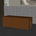 Brown Leather Sofa Bench With Striped Design For Modern Living Room Decor