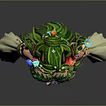 Magical Female Character With Vine Hair Flower Headdress Green Plant Costume And Flowy Sleeves
