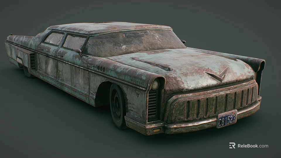 Rusted Vintage Luxury Car With Classic Retro Design And Weathered Exterior 3d model 