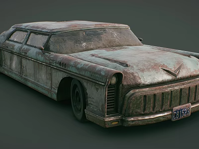 Rusted Vintage Luxury Car With Classic Retro Design And Weathered Exterior 3d model