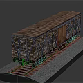 Wooden Train Car Model On Railway Track With Gravel Base And Brown Structure