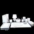 Stylish Decorative Ornament Set With Tray Table Lamp Newspaper Coffee Cup And Photo Frames