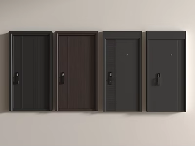 Modern entrance door single open anti-theft intelligent roof 3d model