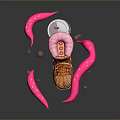 Brown Orange Sneakers Adorned With Pink Decorative Strip And Design Elements