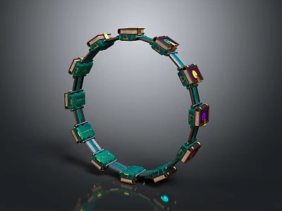 Contemporary Books Magazine Cover Design Featuring Green Square Colorful Metallic Frame Elements 3d model