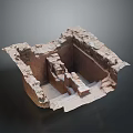 Scenic Landscape of Ancient Ruins With Adobe Walls Square Structure and Remaining Architecture