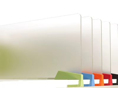 Transparent Acrylic Computer Monitor Dividers With Colorful Stands For Desk Setup 3d model
