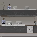 Modern Front Desk Reception With Staff Computers And Marble Countertops