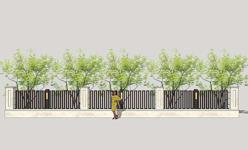 Modern fence residential area fence 3d model