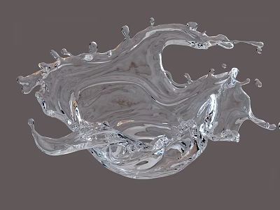 Stylish Decorative Ornament Set With Transparent Water Ripple Flowing Crystal Shape 3d model