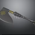 Decorative Battle Axe With Blue Blade Golden Celtic Knot And Twisted Silver Handle