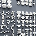 European carved most classical gypsum carved component combination 3d model