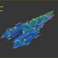 Blue Futuristic Sci Fi Spaceship Model With Streamlined Shape Detailed Structure And Glowing Elements 3d model