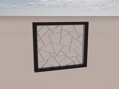 Decorative Square Panel With Black Frame And White Geometric Lines Design 3d model