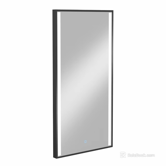 Modern Black Framed Tall Rectangular Mirror With Sleek Design And LED Light 3d model 