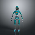 Blue Cybernetic Robot Featuring Mechanical Body Orange Core And Limb Structure