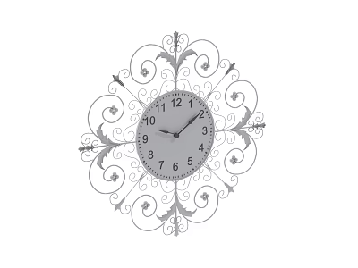 Decorative Ornate Wall Clock With Intricate Scroll Ironwork Round Dial And Numeral Markings 3d model