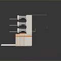 Industrial Machine With Multiple White Circular Rollers Orange Brackets And Black Platform