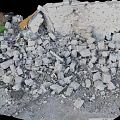 Demolition Site With Scattered Rubble Broken Concrete Pieces And Remaining Wall 3d model