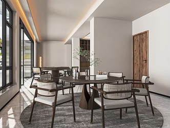 Quiet Room Hotel Box Restaurant Room Dining Table and Chair Combination Mahjong Table 3d model