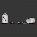 Ancient Scrolls and Antique Map Displayed with Glass Dome and Wooden Container