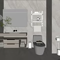 Modern Hotel Bathroom Interior With Large Mirror Marble Walls Vanity Sink And Towel Rack