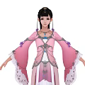 Traditional Female Character In Pink Robe With Elegant Creature Ornament Details