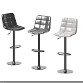 Modern Leather Bar Stools With Quilted Design Black And Beige Adjustable Height 3d model