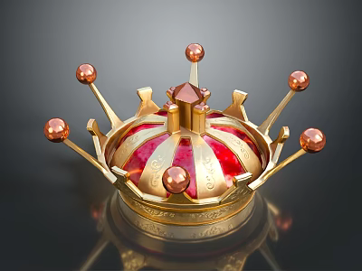 Luxury Decorative Household Item Golden Frame Red Inlaid Design With Spherical Beads And Pointed Top 3d model