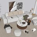 Modern Sofa Coffee Table Combination Lazy Sofa Multiplayer Sofa Decorations 3d model