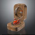 Open Wooden Box Featuring Red Mushroom Figure And I Love You Message