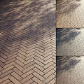 Brick Ground With Herringbone Pattern And Natural Shadow Effects In Outdoor Space 3d model